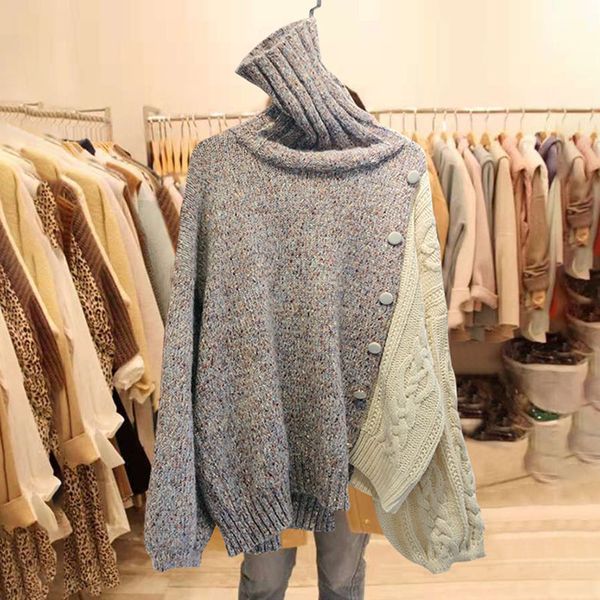 south korea 2019 new autumn and winter color blocking knit-shirt pullover high neck sweater woman plus size turtleneck sweater, White;black
south korea 2019 new autumn and winter color blocking knit-shirt pullover high neck sweater woman plus size turtleneck sweater, White;black