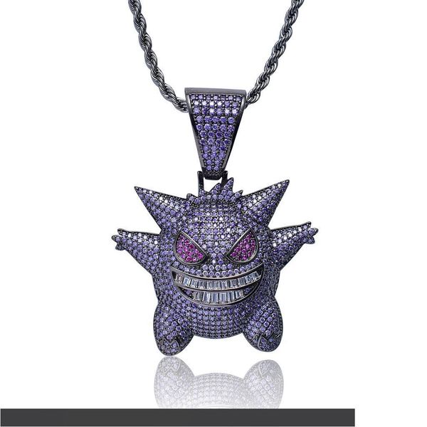 pet elves pendant necklace colour genghu cartoon zircon hip-hop necklace with purple insert, Silver
pet elves pendant necklace colour genghu cartoon zircon hip-hop necklace with purple insert, Silver