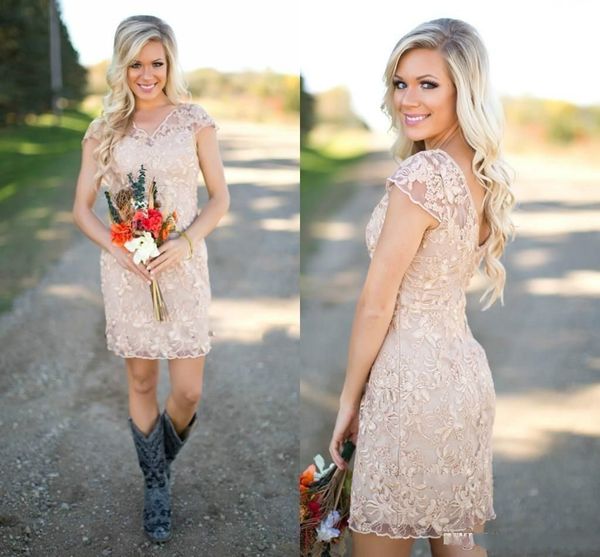 short nude lace country bridesmaids dresses 2018 v-neck wedding guest dress above knee short sleeves tan maid of honor gowns custom, White;pink
short nude lace country bridesmaids dresses 2018 v-neck wedding guest dress above knee short sleeves tan maid of honor gowns custom, White;pink