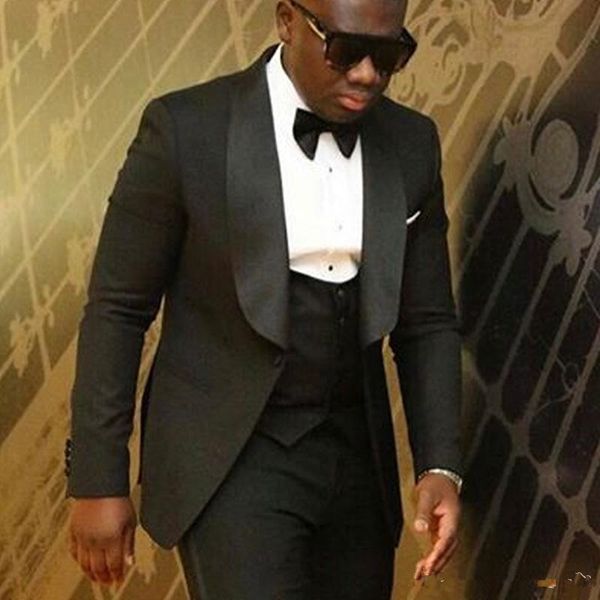black business party men suits three piece jacket pants vest shawl lapel one button custom made wedding groomsmen tuxedos, Black;gray
black business party men suits three piece jacket pants vest shawl lapel one button custom made wedding groomsmen tuxedos, Black;gray