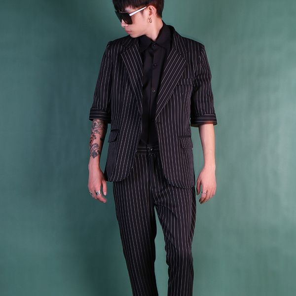 men's suits & blazers men short sleeve business casual sets (jacket+pant) male streetwear fashion hip hop slim fit blazer jacket stage, White;black
men's suits & blazers men short sleeve business casual sets (jacket+pant) male streetwear fashion hip hop slim fit blazer jacket stage, White;black