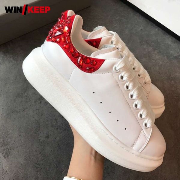 women diamonds outdoor sport shoes white thick platform genuine leather joggers trainers lace up running sneakers athletic shoes
women diamonds outdoor sport shoes white thick platform genuine leather joggers trainers lace up running sneakers athletic shoes