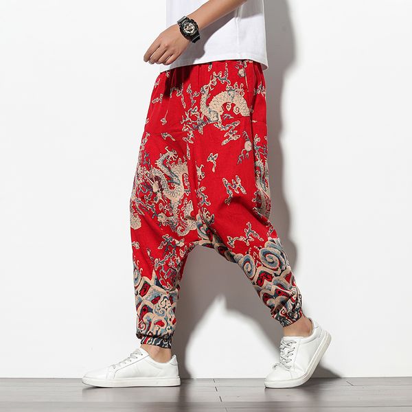 plus size men cross pants drop crotch pockets joggers dragon printed trousers men loose hip hop baggy boho cotton linen pants, Black
plus size men cross pants drop crotch pockets joggers dragon printed trousers men loose hip hop baggy boho cotton linen pants, Black