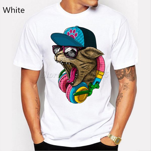 new arrival men 's fashion crazy dj cat design t shirt cool short sleeve hipster tees, White;black
new arrival men 's fashion crazy dj cat design t shirt cool short sleeve hipster tees, White;black