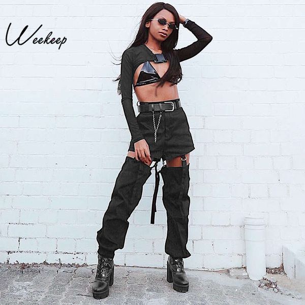 weekeep women streetwear patchwork pants black high waist hollow out trousers women 2020 pencil cargo ankle-length pants, Black;white
weekeep women streetwear patchwork pants black high waist hollow out trousers women 2020 pencil cargo ankle-length pants, Black;white