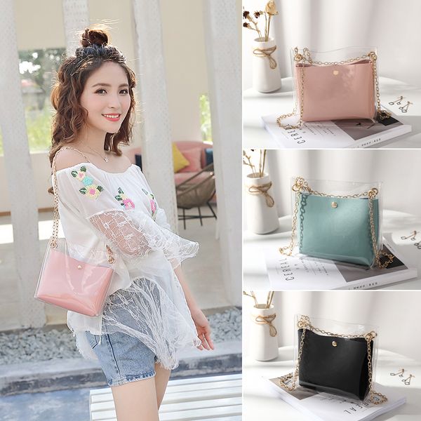 женская мода прозрачная прозрачная сумка через плечо девушка jelly candy сумка на плечо сумочка композитные сумки 2 шт сумки messenger
женская мода прозрачная прозрачная сумка через плечо девушка jelly candy сумка на плечо сумочка композитные сумки 2 шт сумки messenger