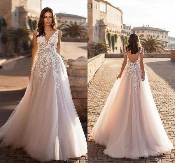 romantic country v neck wedding dresses sleeveless lace tulle bridal gowns backless tulle wedding dress robe de mariee, White
romantic country v neck wedding dresses sleeveless lace tulle bridal gowns backless tulle wedding dress robe de mariee, White