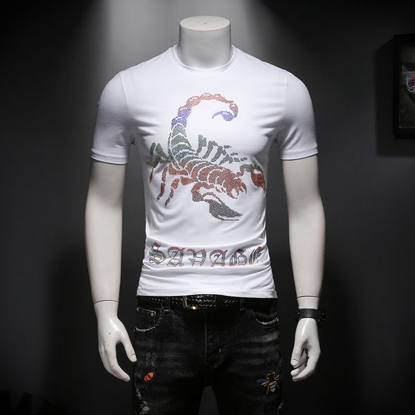 short-sleeved t-shirt tide brand leisure trend youth personality fashion 2020 summer men's rhinestone animal print t-shirt, White;black
short-sleeved t-shirt tide brand leisure trend youth personality fashion 2020 summer men's rhinestone animal print t-shirt, White;black