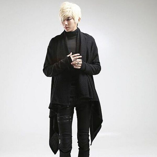 autumn winter mens black long knitted shawl cardigan men harajuku loose long sweaters night club singer stage swag coat cloak, White;black
autumn winter mens black long knitted shawl cardigan men harajuku loose long sweaters night club singer stage swag coat cloak, White;black