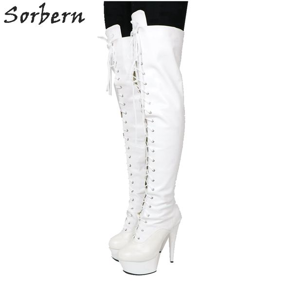 white patent thigh high boots for women 15cm high heels 5cm platform shoes long boot shoes ladies custom colors, Black
white patent thigh high boots for women 15cm high heels 5cm platform shoes long boot shoes ladies custom colors, Black
