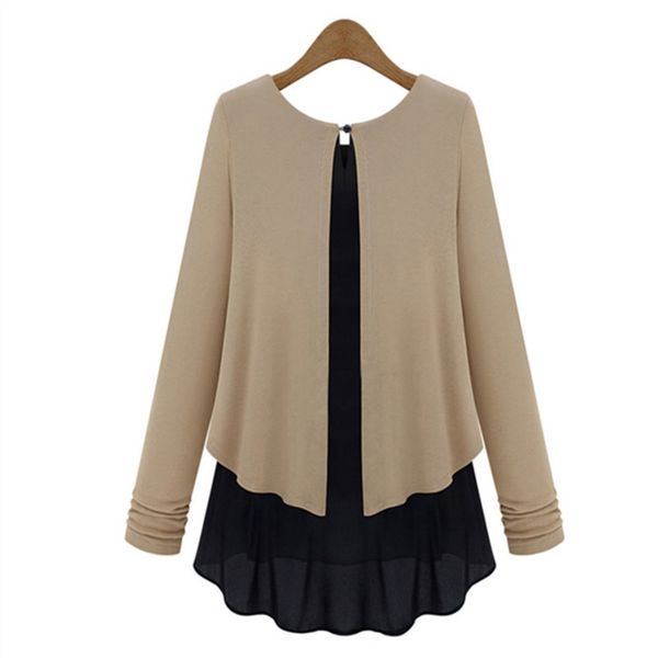 two piece fake shirt bottoming chiffon shirts stitching long women's blouses sweater clothing sleeved, White
two piece fake shirt bottoming chiffon shirts stitching long women's blouses sweater clothing sleeved, White