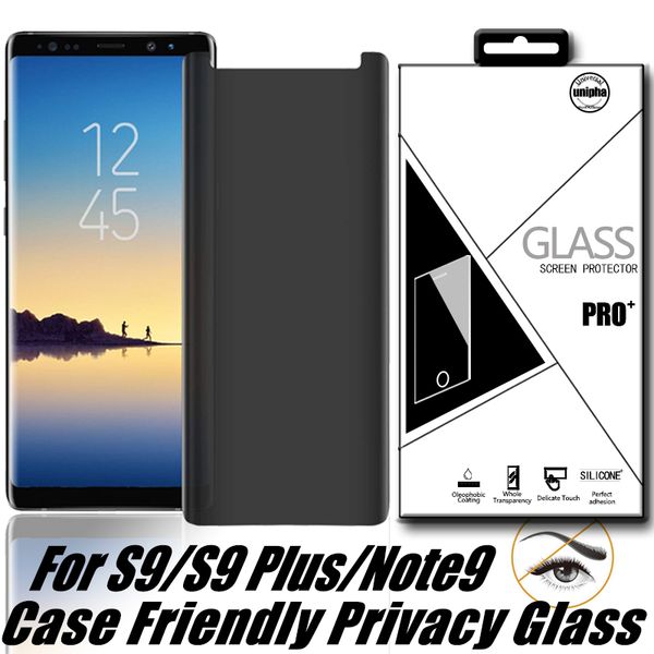 Case Friendly Privacy Tempered Glass 3D For Samsung Galaxy S10E S10 Plus S9 Note 9 8 S8 Plus With Retail Package