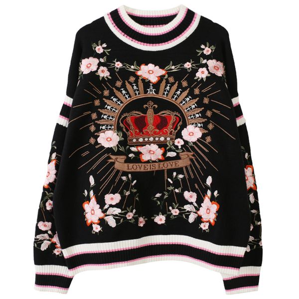 2020 new contrast color jacquard women desigenr sweater crown embroidery loose luxury sweaters thick knitted jacket full plus size s-l, White;black
2020 new contrast color jacquard women desigenr sweater crown embroidery loose luxury sweaters thick knitted jacket full plus size s-l, White;black
