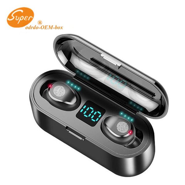 1 PCS F9 TWS Беспроводные наушники Bluetooth V5.0 наушники Bluetooth наушники LED дисплей 2000mAh Power Ba