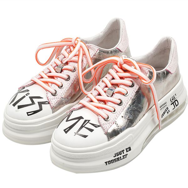 graffiti natural leather sneakers lace up mixed colors flats platform ladies sneakers breathable shoes thick bottom flats mujer, Black 
graffiti natural leather sneakers lace up mixed colors flats platform ladies sneakers breathable shoes thick bottom flats mujer, Black