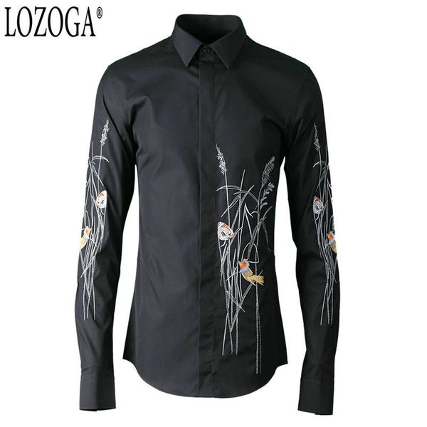 lozoga shirt men long sleeve shirt original innovative flower and bird embroidery chinese style fashion spring and summer, White;black
lozoga shirt men long sleeve shirt original innovative flower and bird embroidery chinese style fashion spring and summer, White;black