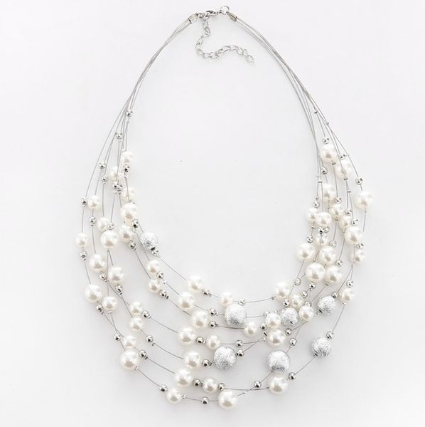 new fashion jewelry gold color multi layer chains imitation pearl necklaces for women party wedding bride necklace, Golden;silver
new fashion jewelry gold color multi layer chains imitation pearl necklaces for women party wedding bride necklace, Golden;silver
