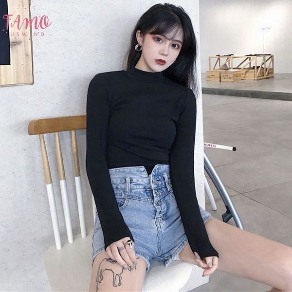 fashion solid color long sleeve t shirt women spring casual half turtltneck bottoming shirt drop shipping, White
fashion solid color long sleeve t shirt women spring casual half turtltneck bottoming shirt drop shipping, White