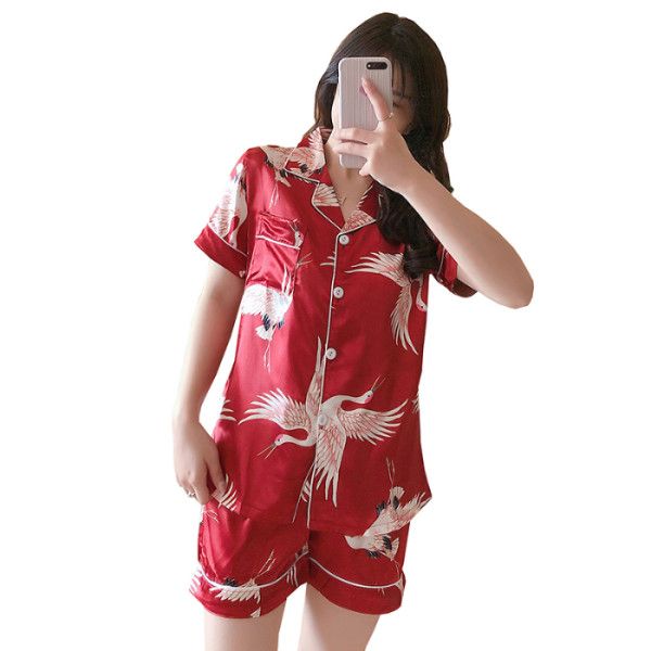 2020 summer new fashion silk pajama sets for women 2 pcs short sleeve trousers lapel pyjamas good quality pijama nightwear, Black;red
2020 summer new fashion silk pajama sets for women 2 pcs short sleeve trousers lapel pyjamas good quality pijama nightwear, Black;red