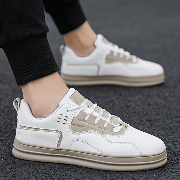 2019 new style white casual shoes men breathable flats lace-up leisure shoes male popular pu leather sneakers, Black
2019 new style white casual shoes men breathable flats lace-up leisure shoes male popular pu leather sneakers, Black