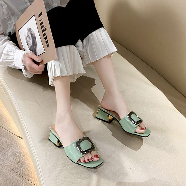 slippers metal buckle thick heel women sandals multicolor open toe summer fashion high heels 2021, Black
slippers metal buckle thick heel women sandals multicolor open toe summer fashion high heels 2021, Black
