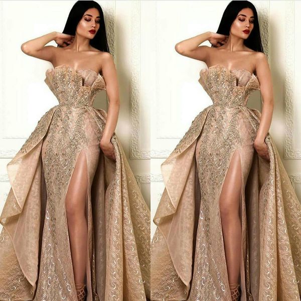 split mermaid prom dresses with detachable train strapless 2020 evening gowns beaded lace party dress vestido de fiesta, Black
split mermaid prom dresses with detachable train strapless 2020 evening gowns beaded lace party dress vestido de fiesta, Black