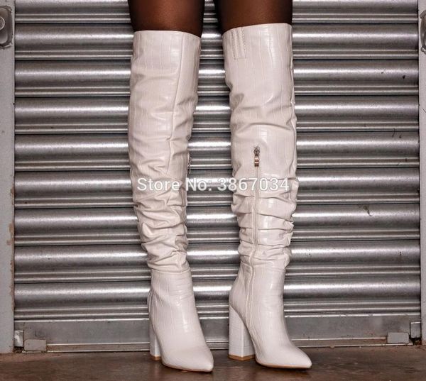 shooegle черного белого теснение knee high boots женщина крокодил печати обувь блок высоких каблуки партия ботинки женщины способ, Black
shooegle черного белого теснение knee high boots женщина крокодил печати обувь блок высоких каблуки партия ботинки женщины способ, Black