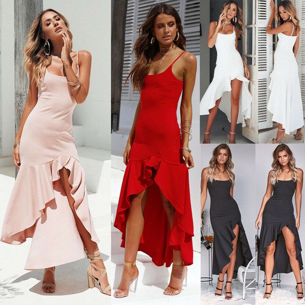 2019 new style fashion women's summer ruffle long irregular dress evening party solid ruffles beach sundress, Black;gray
2019 new style fashion women's summer ruffle long irregular dress evening party solid ruffles beach sundress, Black;gray