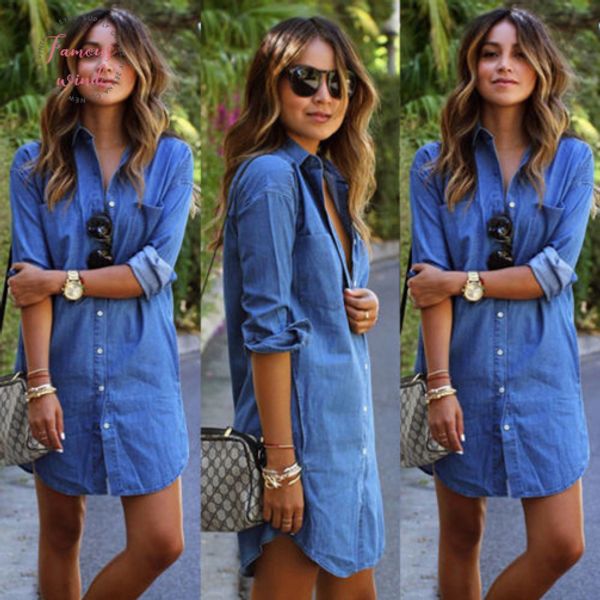 quality good womens blue jeans denim t shirt long sleeve casual loose shirt short dress woman clothes, Black;gray
quality good womens blue jeans denim t shirt long sleeve casual loose shirt short dress woman clothes, Black;gray