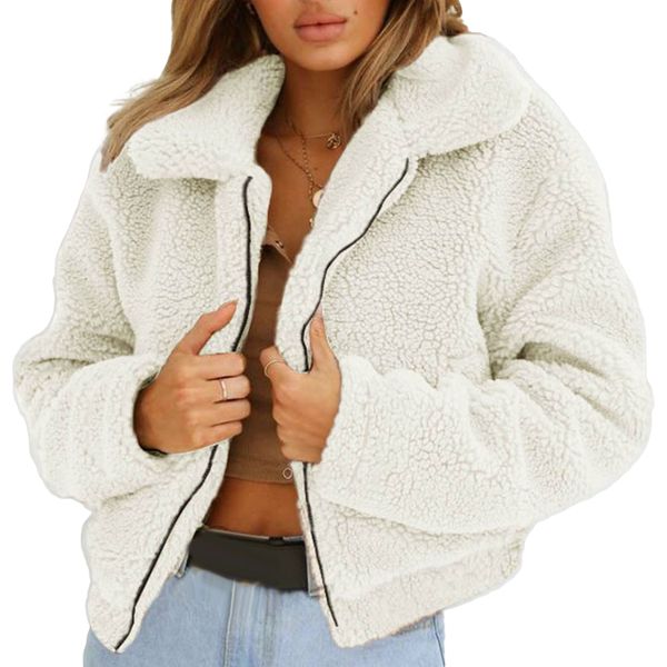 women winter thick plush zipper pockets overcoat plus size faux fur teddy coat short outerwear autumn warm soft fleece jacket, Black
women winter thick plush zipper pockets overcoat plus size faux fur teddy coat short outerwear autumn warm soft fleece jacket, Black