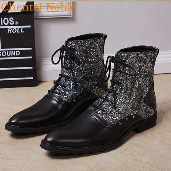 boots british personality fashion chentel leather rivet ankle men pointed toe lace-up booties low heel men's shoes, Black
boots british personality fashion chentel leather rivet ankle men pointed toe lace-up booties low heel men's shoes, Black