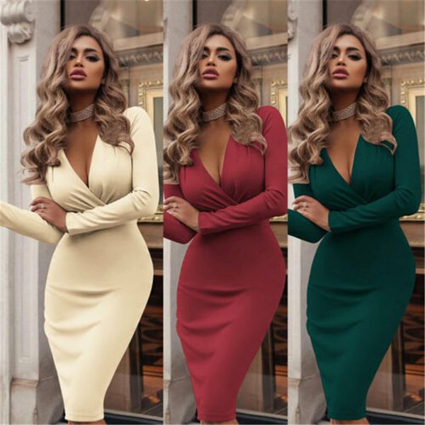 2019 new women long sleeve deep v-neck bodycon dress slim evening party short midi dress summer pencil women dress clubwear, Black;white
2019 new women long sleeve deep v-neck bodycon dress slim evening party short midi dress summer pencil women dress clubwear, Black;white