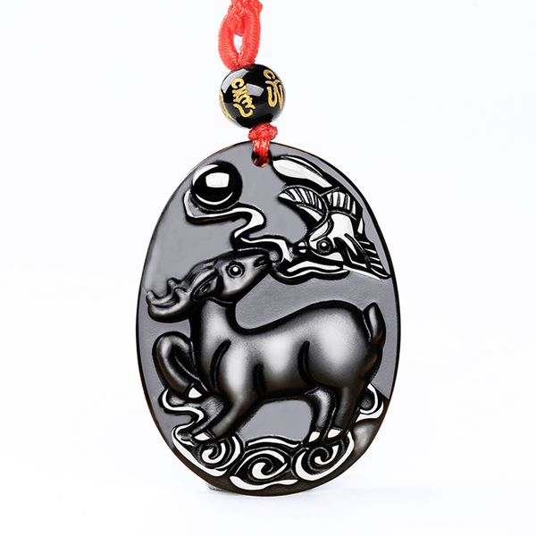 real obsidian fawn and magpie necklace pendant hand-carved deer and magpie gems lucky amulet, Silver
real obsidian fawn and magpie necklace pendant hand-carved deer and magpie gems lucky amulet, Silver