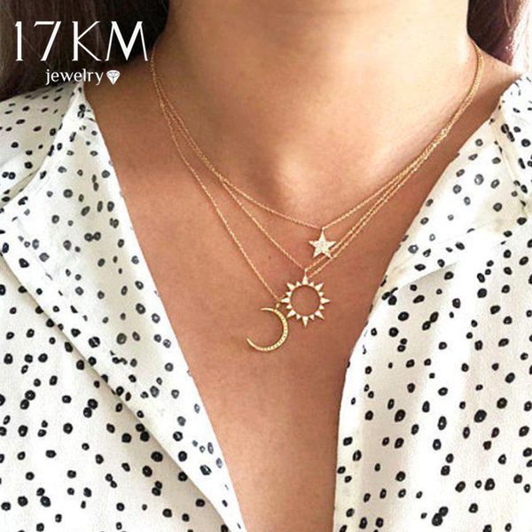 17km fashion moon star sun necklaces for women ladies crystal gold pendant necklace 2020 vintage choker jewelry new design gift, Silver
17km fashion moon star sun necklaces for women ladies crystal gold pendant necklace 2020 vintage choker jewelry new design gift, Silver