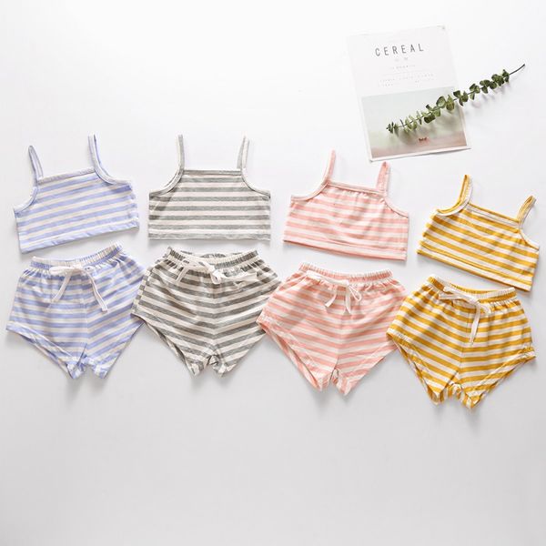 summer children baby girls set casual sleeveless strap stripe print 2 pcs vest +shorts outfits set, White
summer children baby girls set casual sleeveless strap stripe print 2 pcs vest +shorts outfits set, White
