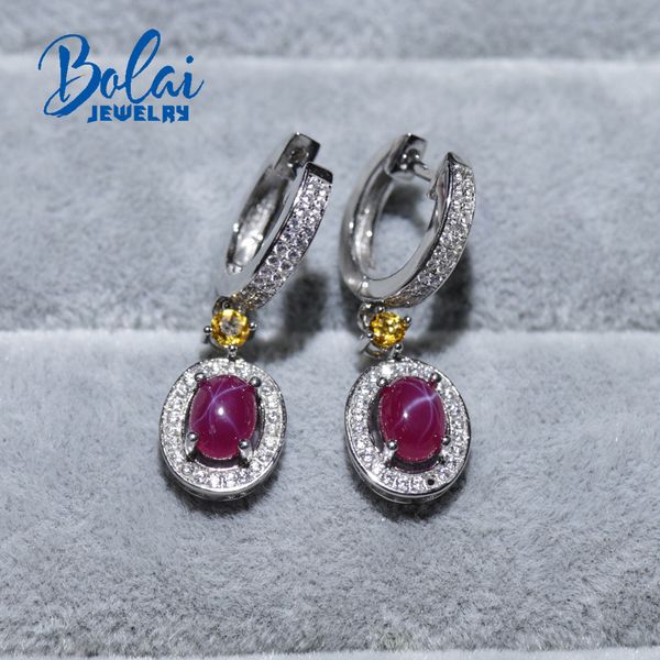 

good clasp earring created starlight ruby and citrine with 925 sterling silver fine jewelry for girl bolaijewelry promotion, Golden;silver