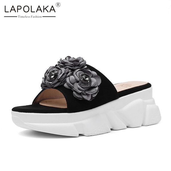 lapolaka brand new big size 33-40 ladies high heels platform kid suede flower shoes woman casual outside summer slippers, Black
lapolaka brand new big size 33-40 ladies high heels platform kid suede flower shoes woman casual outside summer slippers, Black