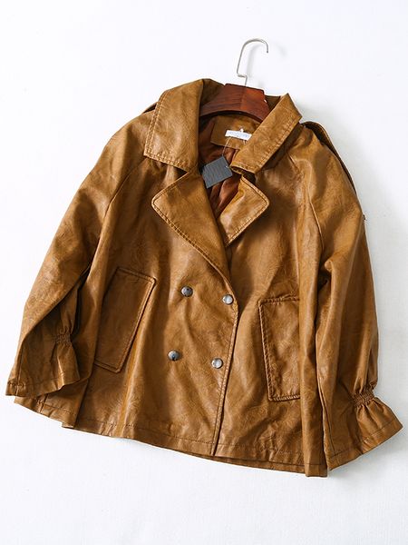2019 women autumn faux leather jacket short coats brown beige black loose large size full lining double breasted drop ship sml
2019 women autumn faux leather jacket short coats brown beige black loose large size full lining double breasted drop ship sml
