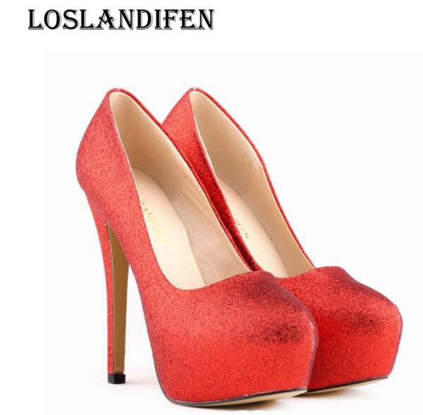 loslandifen women fashion platform sweet round toe wedding high heel shoes ladies solid color sequins evening pumps size 35-42, Black;white
loslandifen women fashion platform sweet round toe wedding high heel shoes ladies solid color sequins evening pumps size 35-42, Black;white