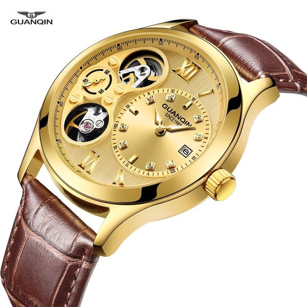 2019 guanqin gold watch man gj16109 double movement automatic watches skeleton mechanical wristwatches leather clock men, Slivery;brown
2019 guanqin gold watch man gj16109 double movement automatic watches skeleton mechanical wristwatches leather clock men, Slivery;brown