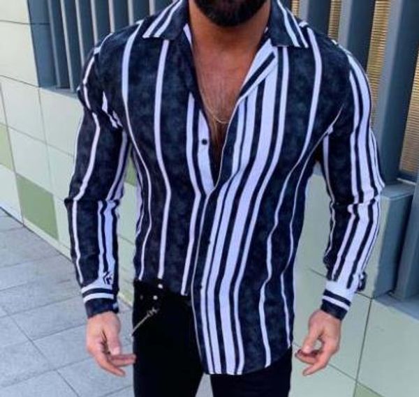 street style mens designer shirts fashion striped printed casual slim lapel neck long sleeve shirts mens clothing, White;black
street style mens designer shirts fashion striped printed casual slim lapel neck long sleeve shirts mens clothing, White;black