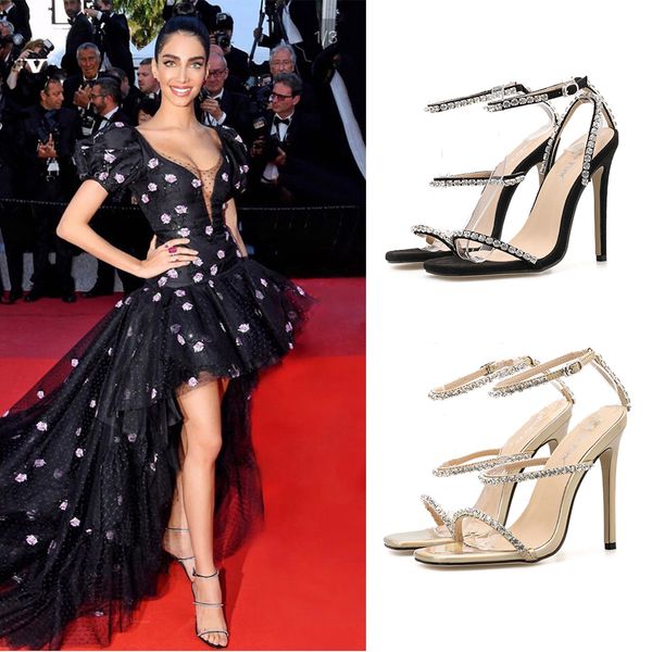 fashion high heel thin belt sandals rhinestone chain high heel shoes thin women shoes, Black
fashion high heel thin belt sandals rhinestone chain high heel shoes thin women shoes, Black
