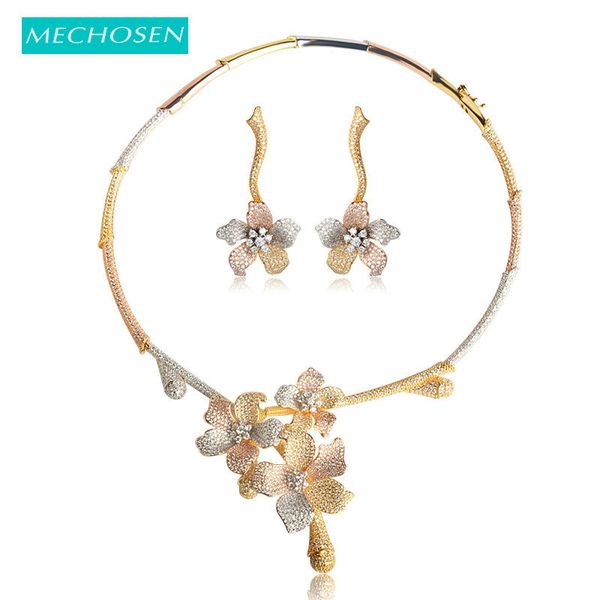 mechosen exquisite women bridal wedding jewelry sets necklace earrings romantic flower 3 tones brinco aretes de mujer soy, Silver
mechosen exquisite women bridal wedding jewelry sets necklace earrings romantic flower 3 tones brinco aretes de mujer soy, Silver