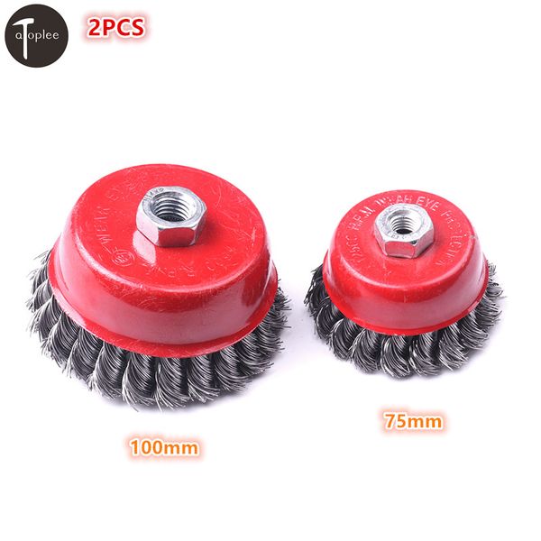2pcs 3"(75mm)/4"(100mm) carbon steel wire wheel brush knot cup brush heavy-duty metal derusting paint removal oil tools
2pcs 3"(75mm)/4"(100mm) carbon steel wire wheel brush knot cup brush heavy-duty metal derusting paint removal oil tools
