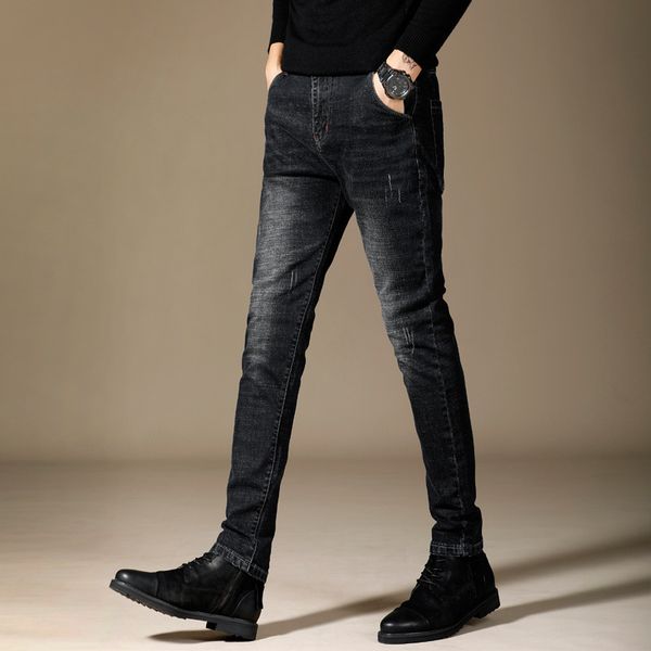women increase down jeans self-cultivation male youth trend leisure elastic force pants denim elastic waist joggers pants, Blue
women increase down jeans self-cultivation male youth trend leisure elastic force pants denim elastic waist joggers pants, Blue