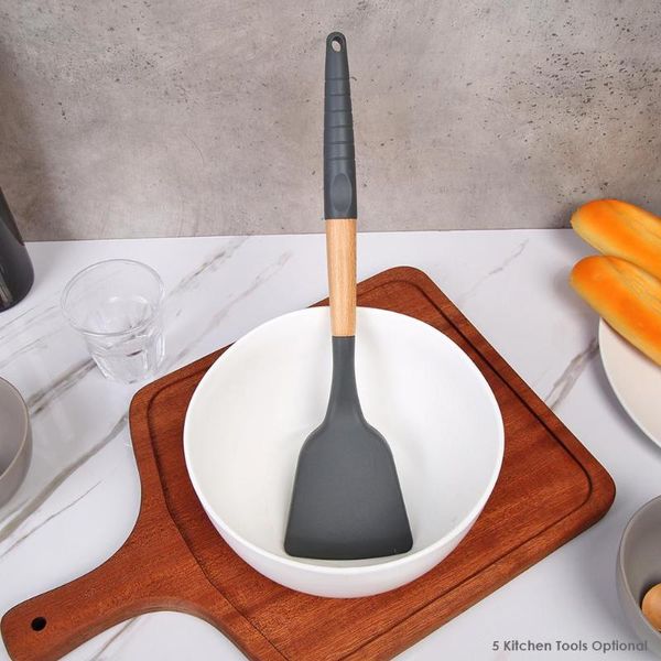 1pc silicone kitchen utensil with beech handle spoon spatula pasta server whisk ladle strainer for home cooking bbq baking
1pc silicone kitchen utensil with beech handle spoon spatula pasta server whisk ladle strainer for home cooking bbq baking