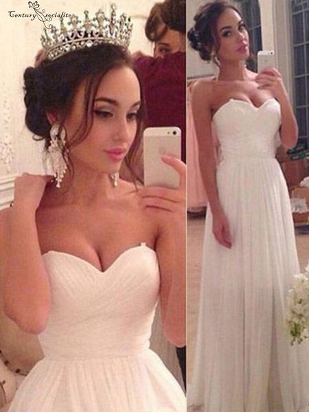 simple chiffon beach wedding dresses sweetheart neck lace up back sweep train plus size boho garden bridal gowns, White
simple chiffon beach wedding dresses sweetheart neck lace up back sweep train plus size boho garden bridal gowns, White