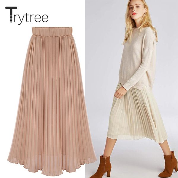 trytree spring summer pleated skirt womens polyester 4 colours solid skirt mid-calf skirts elastic waist a-line female, Black
trytree spring summer pleated skirt womens polyester 4 colours solid skirt mid-calf skirts elastic waist a-line female, Black