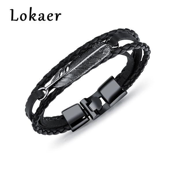 lokaer vintage stainless steel feather wrap bracelet for man multilayer leather bracelets bangles handmade jewelry oph1258, Golden;silver
lokaer vintage stainless steel feather wrap bracelet for man multilayer leather bracelets bangles handmade jewelry oph1258, Golden;silver