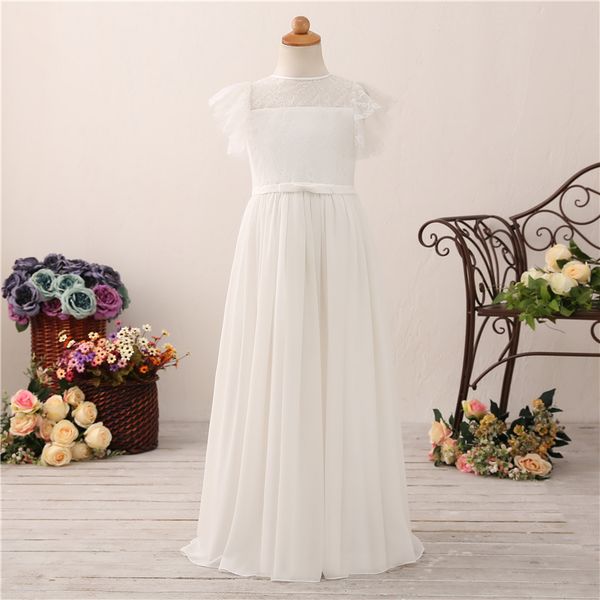 adorable jewel neck white chiffon flower girl dresses with sleeves floor length lace appliques zipper up back kids dresses for wedding, White;blue
adorable jewel neck white chiffon flower girl dresses with sleeves floor length lace appliques zipper up back kids dresses for wedding, White;blue